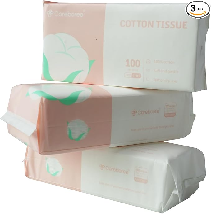 Ultra Soft Dry Baby Wipes Unscented Face Cleansing Multi-Purpose Pure Cotton Tissue (3 PACK-300 count))