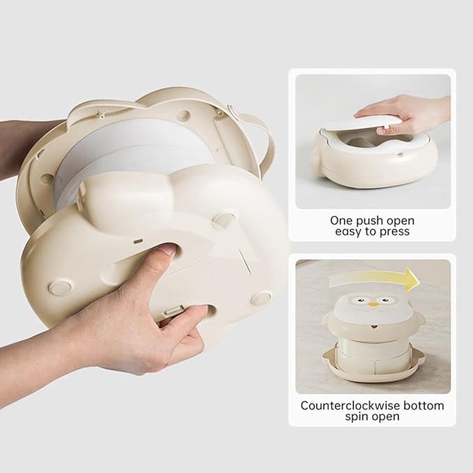 CoocooBaby Portable potty seat for toddler travel, Portable toilet for kids with Potty Liners, Travel Bag, Foldable Car Potty for Toddler (Owl)