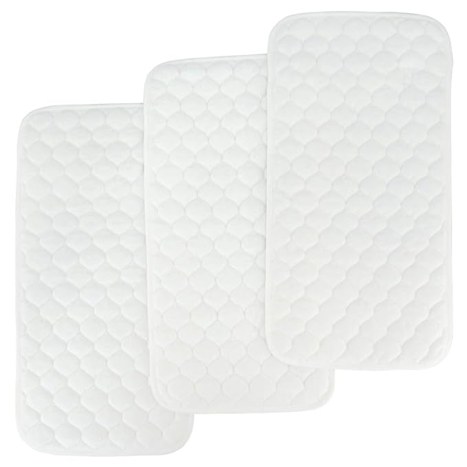 BlueSnail Quilted Thicker Waterproof Changing Pad Liners,3 Count(Snow White 13” x 27”)