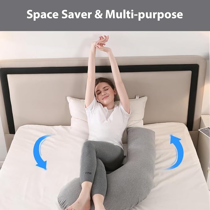 Pregnancy Pillow Maternity Pillow for Side Sleeping Soft Pregnancy Body Pillow for Pregnant Women, Maternity Pillow with Detachable and Adjustable Pillow Cover