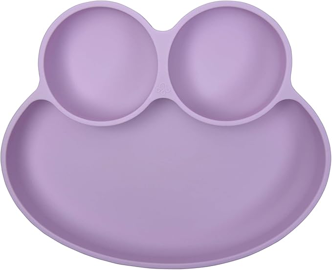 Abiie Octopod Frog Silicone Plates with Suction - Spill Proof, Easy to Clean - BPA-Free Bowl - Suction Plates for Baby and Toddler - Training & Feeding Divided Grip Dish (Pink Lavender)