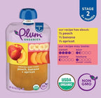 Plum Organics Peach, Banana & Apricot, 6+ Months - Organic Fruit and Veggie Baby Food Pouches, 4 oz Pouch (Pack of 4)