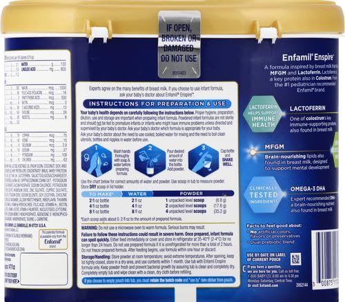 Enfamil Optimum (Enspire), Our Closest Formula to Breast Milk, Immune-Supporting Lactoferrin and Brain-Supporting DHA Baby Formula, Powder 20.5 Oz Tub (Pack of 3)