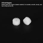 MECCANIXITY 30 Pcs Plastic Gears 15 Teeth Plastic Motor Gear Model 152A Reduction Gear for RC Car Model DIY Robot (White, Module 0.5)