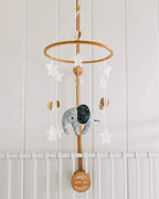 Sorrel + Fern Scandinavian Elephant Baby Crib Mobile - Grey, Portable, Hanging Mobile for Newborns, Parents, Gift-givers