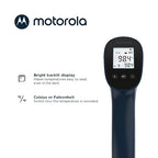 Motorola Nursery Touchless Infrared Thermometer with Backlit Display, TE-94 with Memory Function, High Temperature Alert, Dark Blue