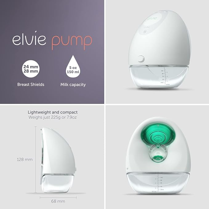 Elvie - Single, Wearable Breast Pump w/App - The Smallest & Quietest - Portable - Hands Free & Discreet - Automated w/Four Personalized Settings - Includes 3 Sets of Breast Shields