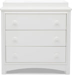 Delta Children Perry 3 Drawer Dresser with Changing Top and Interlocking Drawers, Bianca White