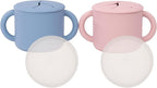 WeeSprout Snack Containers, Food Grade Silicone Cups, Spill-Proof Tops For Toddlers and Babies, Premium Hard Plastic Travel Lids, Dishwasher Safe, Set of 2 Snack Catchers
