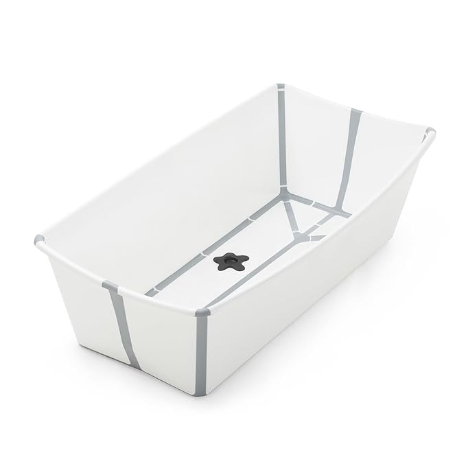 Stokke Flexi Bath X-Large, White - 31.5 x 15.7 x 9.4 in - Best for Infants & Toddlers - Lightweight, Foldable & Easy to Store - Convenient to Use at Home or Traveling