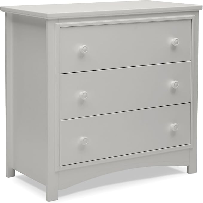 Delta Children Perry 3 Drawer Dresser with Changing Top and Interlocking Drawers, Moonstruck Grey