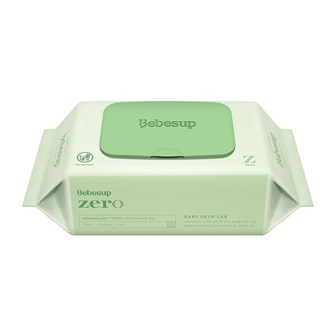 BEBESUP- Korea’s #1 Zero Harsh Chemicals Baby Wipes- Water Based Hypoallergenic Unscented Extra-Thick Organic baby wipes for sensitive skin Zero skin irritants Flip-Top (1 Pack)