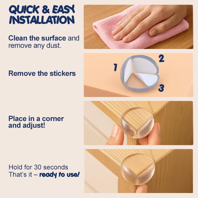Elite, Clear Corner Protectors for Baby – Transparent Silicone Edge Guards – Soft & Flexible Bumpers for Table, Desk, Cabinet – Reusable & Easy to Apply – 12 Pack