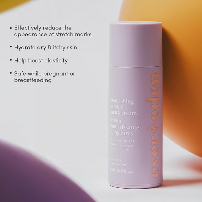 Evereden Nourishing Stretch Mark Cream (4 fl.oz): Clean & Vegan Cream for Pregnancy and Postpartum | Pregnancy Stretch Mark Prevention | Rich in Vitamins & Minerals