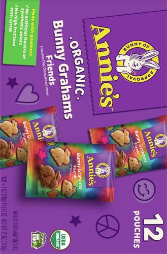Annie's Organic Friends Bunny Grahams, Chocolate Chip, Chocolate, and Honey Baked Graham Snacks, 12 Pouches, 12 oz (Pack of 2)