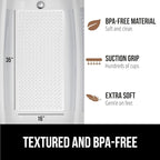 GORILLA GRIP Patented Bath Tub Shower Mat, 2 Pack, Machine Washable Bathtub Floor Liner Mats, Suction Cups and Drain Holes to Keep Tubs Clean, Soft on Feet, Bathroom Essentials, 35x16 Inch, White
