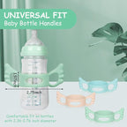 Silicone Baby Bottle Handles, 3PCS Bottle Handles for 2.36-2.76" Wide-Neck Bottles, Baby Bottle Handles has Easy Grip Handles, Easy Carry Handle Lightweight Bottle Handle(Blue/Green/Pink)