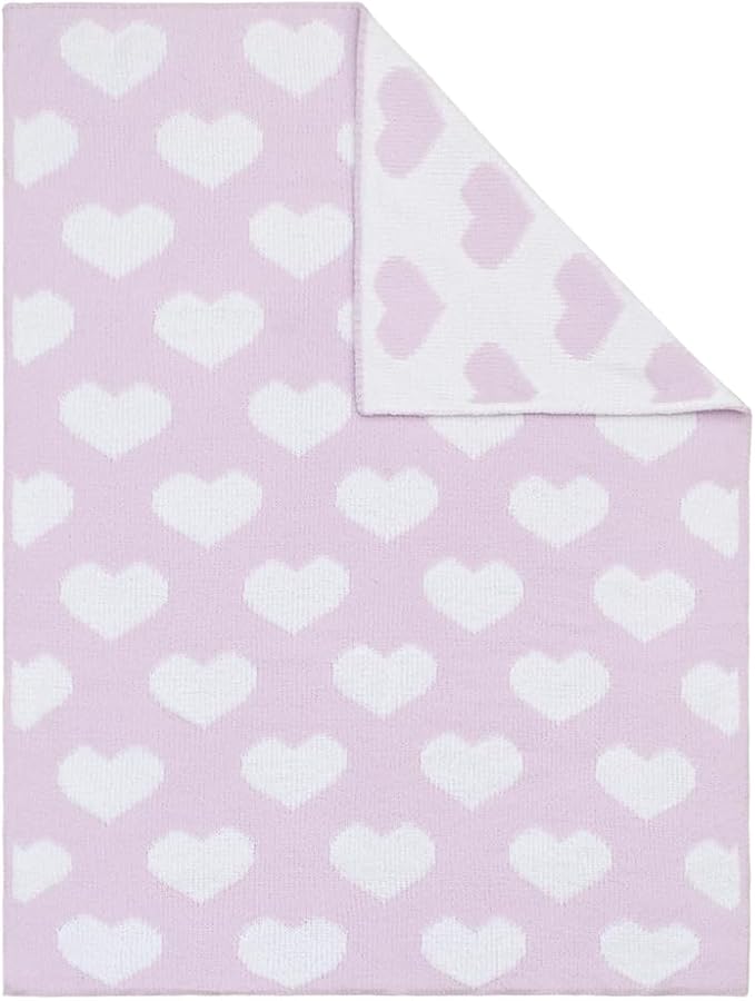 Living Textiles Purple Hearts Chenille Soft Baby Blanket Reversible Premium Cozy Fabric for Best Comfort - for Infant,Toddler,Newborn,Nursery,Boy,Unisex,Throw,Crib,Stroller,Gift, Purple Heart 40x30