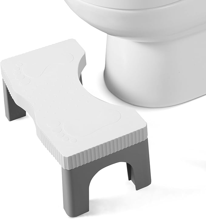 7” Toilet Potty Stool - Proper Posture Squatting Poop Step for Adults, Anti-Slip Lightweight Bathroom Potty Stools for Toilet, Stable & Durable Design, Easy to Clean (1, Grey)