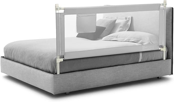 HONEY JOY Bed Rail for Toddlers, 69-in Extra Long, Portable Safety Bed Guardrail w/Side Pocket, Baby Bed Rail Guard, Fit King & Queen Full Twin Size Bed Mattress (69 INCH, Gray)