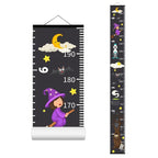 Baby Height Growth Chart - Canvas Height Chart for Kids Baby Child Toddler Boys Girls Growth Chart for Wall Room Nursery Decor Hangable and Removable Measuring Wall Ruler (Witch, Black Wood)