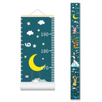Baby Height Growth Chart - Canvas Height Chart for Kids Baby Child Toddler Boys Girls Growth Chart for Wall Room Nursery Decor Hangable and Removable Measuring Wall Ruler (Moon Rabbit, Beige Wood)