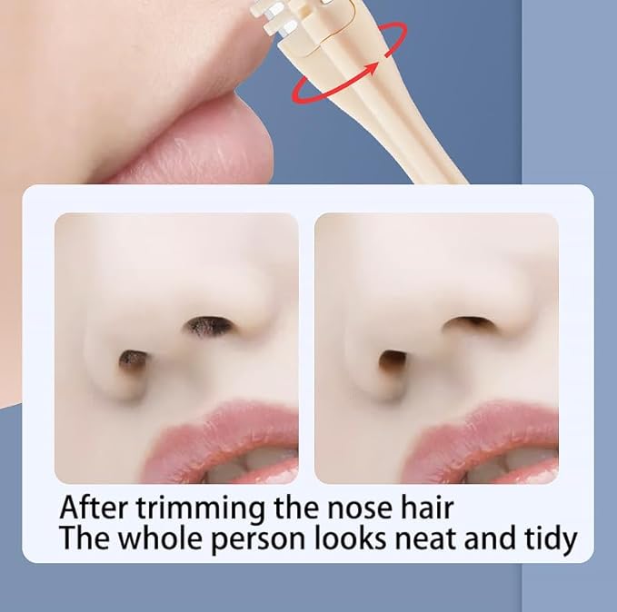 Manual Nose Hair Trimmer 360° Rotating 10-Pack, 2 in 1 Noses Hairs Knife with Earpick, Portable Double Sided Nostril Hairs Remover Tool for Men Women Essentials