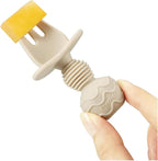 PandaEar 6 Pack Silicone Baby Spoons and Fork Feeding Set- Anti-Choke First Self Feeding Utensils for Baby Led Weaning Ages 3 Months (Pink, Green&Linen)