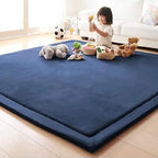 Loartee Nursery Rug Coral Velvet Crawling Rugs Mat Area Rugs Play Crawling Mat(6'8"x 6'8", Dark Blue) for Toddler Children Play Mat Yoga Mat Exercise Pads Carpet