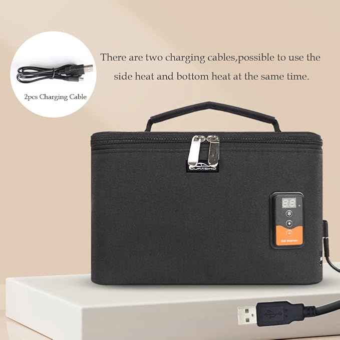 Portable USB Car Baby Bottle Warmer with Digital Display Screen,5V/20W Constant Temperature Milk Heater Bag,Heating Temperature Adjustable,Multi-Purpose Baby Bottle Warmer Bag