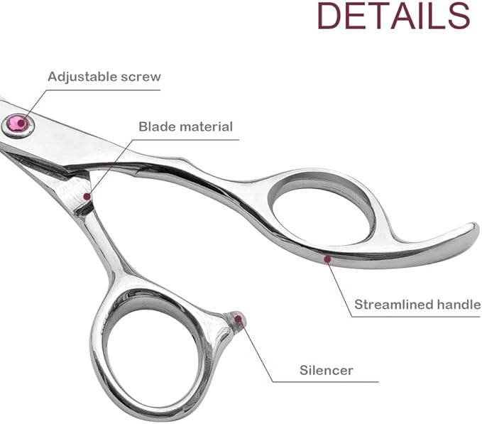 Kids Hair Cutting Scissors Set Professional 6.5 inch Saftey Round Head Hair cut Scissors Kit with Cutting Thinning Scissors Hairdressing Shears Set for Barber Salon （red）