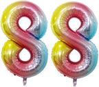 GOER Rainbow Foil Balloons Number 8,Huge Number Balloons for 8th 18th 28th 38th 48th Birthday Party Supplies Anniversary Decorations (3 pcs,42 inch,32 inch,16inch)