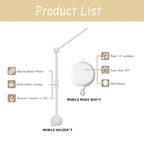Crib Mobile Arm with Music Box,32.5 Inch White Crib Mobile Stand,Wooden Mobile Arm for Crib (2 Modes,360°Adjustable,100% Beech Wood) Baby Crib Mobile for Boy and Girl