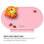 Silicone Placemat for Baby, Silicone Baby Toddlers Non-Slip Tablemats Stain Resistant Anti-Skid Reusable Dishwasher Safe Table Mats, Portable Food Mat Travel (2Pack, Pink)