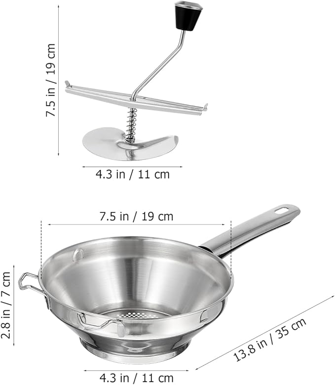 Gatuida Stainless Steel Rotary Food Mill for Tomato Sauce, Manual Potato Ricer, Handheld Potatoes Presser for Mashed Potatoes, Baby Food, Kitchen Tool (Silver)