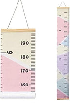 Kids Growth Chart, Wood Frame Fabric Canvas Height Measurement Ruler from Baby to Adult for Child's Room Decoration 7.9 x 79in (7.9 x 79in, Colorful)