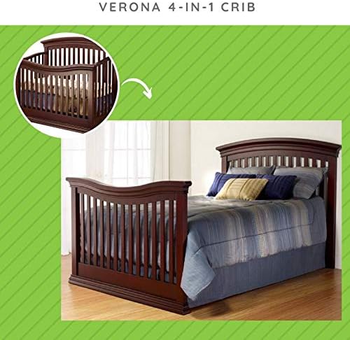 Full-Size Conversion Kit Bed Rails for Sorelle Convertible Cribs - Solid Wood Rail - Toddler and Adult Bed Rail for Full-Size Beds - Essential Nursery & Baby Furniture (Model #215, Cherry)
