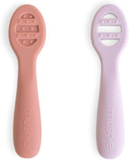 mushie Silicone First Feeding Baby Spoons | 2 Pack (Rose/Soft Lilac)