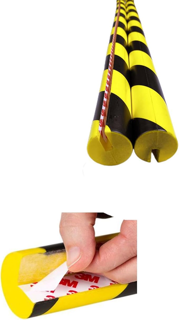 L-Shaped/Circular Edge Protector – 19" Durable Polyurethane Foam, High-Visibility Yellow/Black Stripes & Corner Safety Bumper for Impact Protection