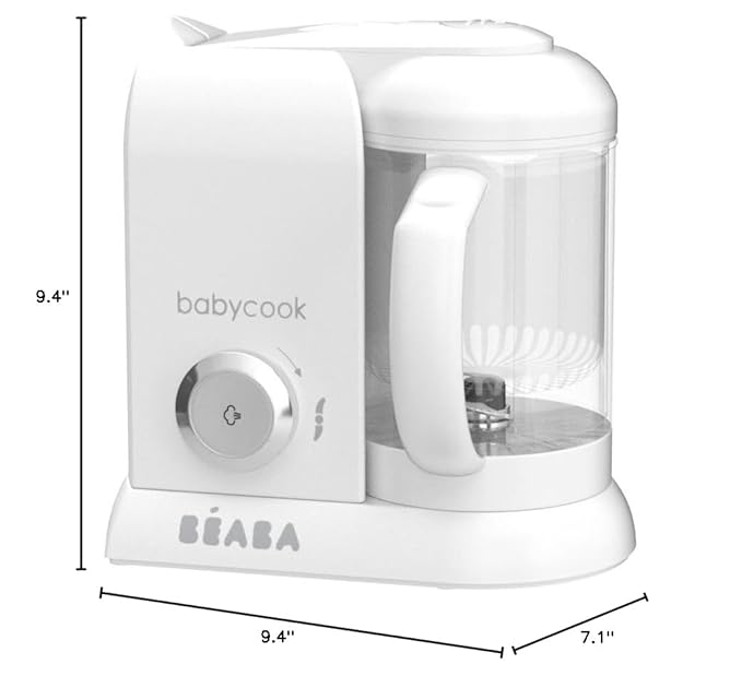 BEABA Babycook Solo 4 in 1 Baby Food Maker, Baby Food Processor Baby Food Steamer, Lrg Capacity 4.5 Cups 27 Servings in 20 Mins, Auto Steam Cooking, Puree Blender, White