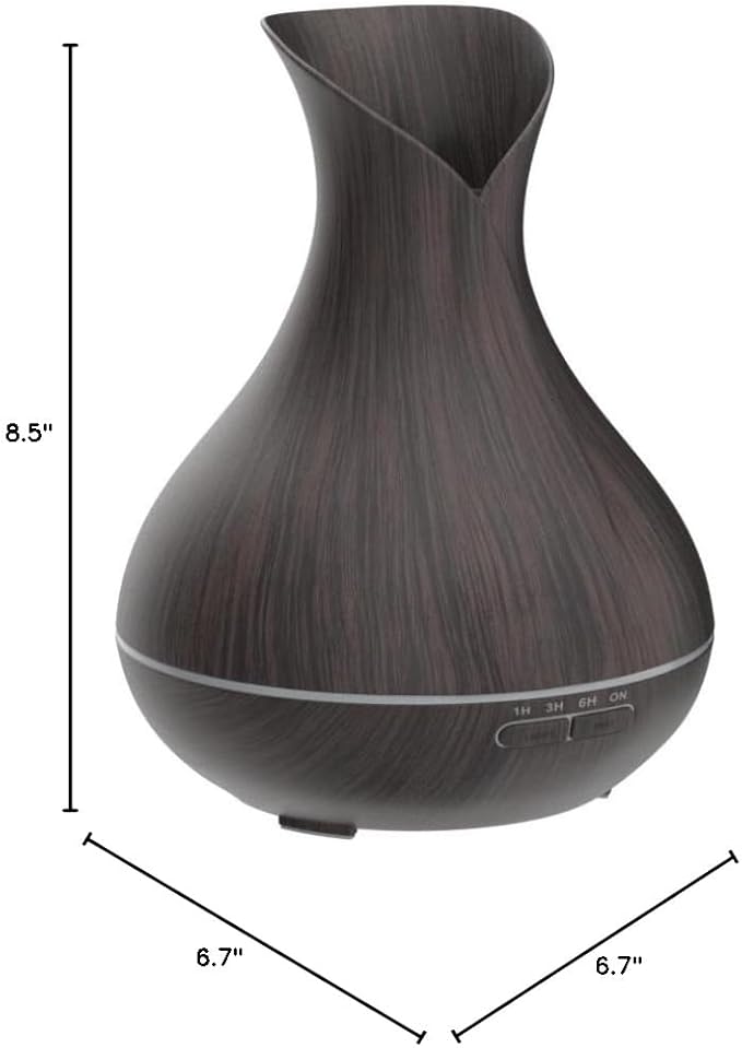 Aroma Essential Oil Diffuser, 400ml Ultrasonic Cool Mist Humidifier with Waterless Auto Shut-Off and Cleaning Kit for Home, Yoga, Office, Spa, Bedroom, Baby Room - Wood Grain