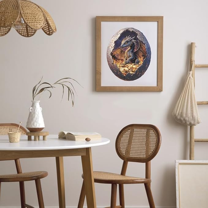 Jigfoxy Wooden Puzzle for Adults, Hatchling Dragon Wooden Jigsaw Puzzles for Adults, Unique Animal Shape Wood Cut Puzzles for Family Friend Puzzle Lovers(L-13.5 * 11.2in-257pcs)