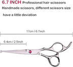 Kids Hair Cutting Scissors Set Professional 6.5 inch Saftey Round Head Hair cut Scissors Kit with Cutting Thinning Scissors Hairdressing Shears Set for Barber Salon （red）