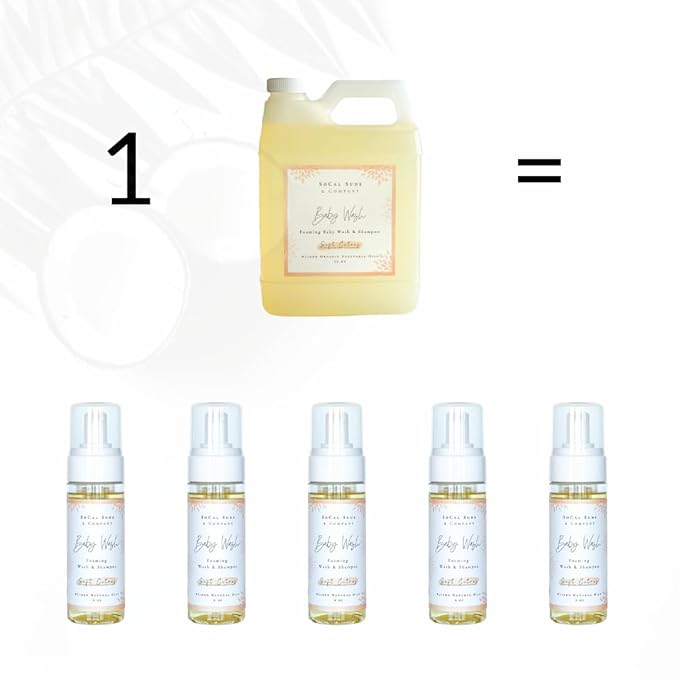 SoCal Suds & Company - 2-in-1 Organic Foaming Baby Shampoo & Body Wash Refill- Natural Botanical Castile Soap Baby Wash Sensitive Skin, Newborn Nourishing Soothing Ingredients - Soft Citrus, 32oz