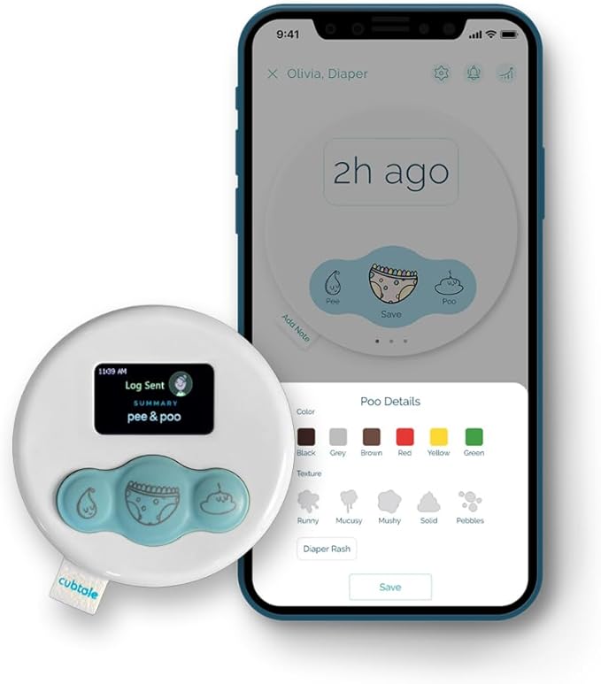 Smart Pee & Poop Tracker - Diaper Cub: On-The-Spot One-Press Baby Care Logger, Reminders, Notifications, Routines, Multiple Caregivers, Pediatrician & Expert Support