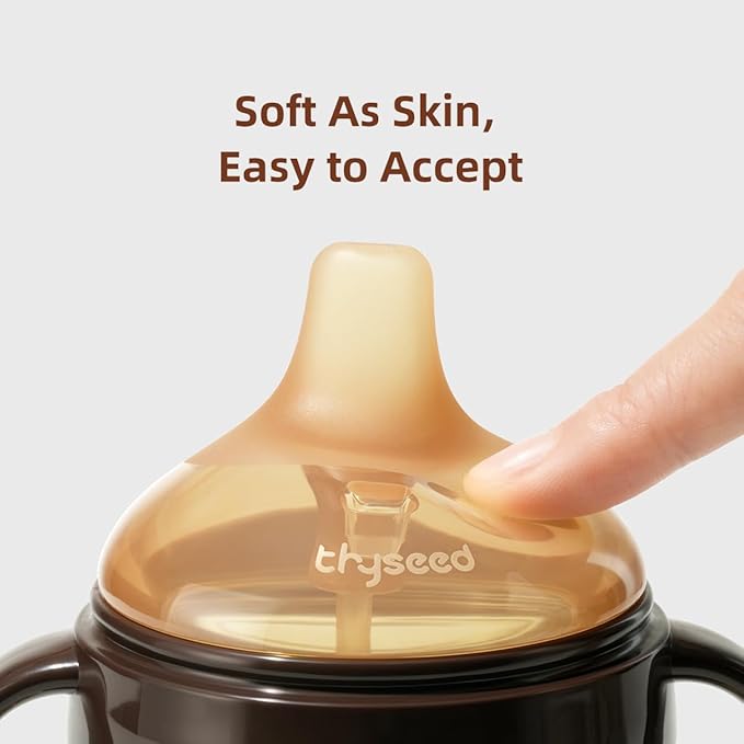 Thyseed Infant Spill Proof Weighted Straw Sippy Cups with Handles and Lids Breastfed Baby First Soft Spout Top Training Water Cup Toddler Boy Girl No Leak Transitioning Bedtime Milk Bottles 6 Months+