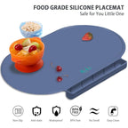 Placemat for Baby, Silicone Baby Toddlers Non-Slip Tablemats Stain Resistant Anti-Skid Reusable Dishwasher Safe Table Mats (Lake Blue)