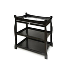 Badger Basket Sleigh Style Baby Changing Table - Nursery Diaper Station with Safety Rails, Foam Pad, and Two Storage Shelves - Nursery Organizer - Black