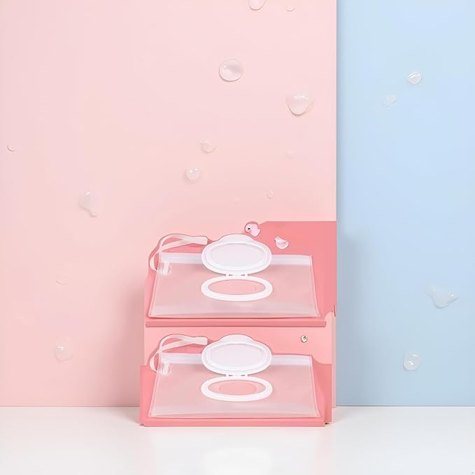 2 Pcs White Baby Wipe Case, Travel Holder Keeps Wipes Moist Set of Wet Diaper Wipes Holders Cases Portable Travel On The Go Refillable Dispenser Container Waterproof Wipe Container,Diaper Wipe Holders