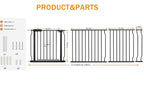 30" Tall Extra Wide Baby Gate for Doorways Stairs Large Long Dog Gates Pressure Mounted Indoor Safety Gates Walk Through Toddler Child Gates for Kids or Pets (Black, 76.38-86.3"/194-219cm)